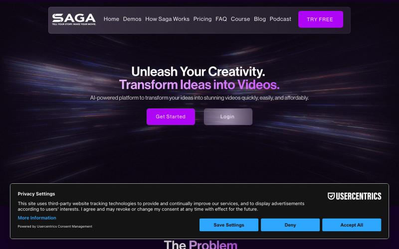 SAGA | Unleash Your Creativity with AI-Powered Story & Video Creation — screenshot