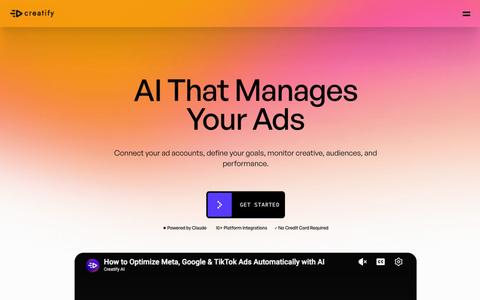 AI Media Buyer for Meta, Google & TikTok Ads | Creatify — screenshot