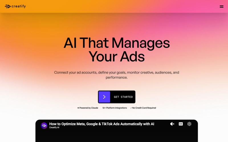 AI Media Buyer for Meta, Google & TikTok Ads | Creatify — screenshot
