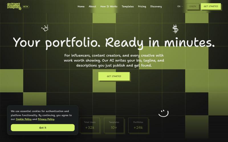 Creative Portfolio — Build Your Portfolio Online — screenshot