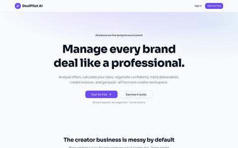 DealPilot AI — Manage every brand deal like a professional — screenshot