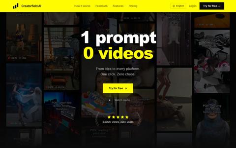 Creatorfield AI One platform instead of seven tabs — screenshot