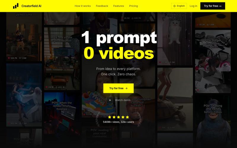 Creatorfield AI One platform instead of seven tabs — screenshot