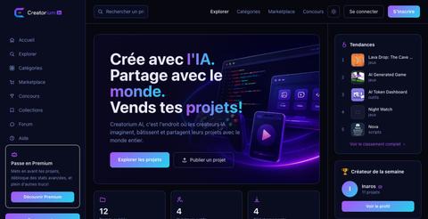 Creatorium AI — Crée, partage et vends tes projets IA — screenshot