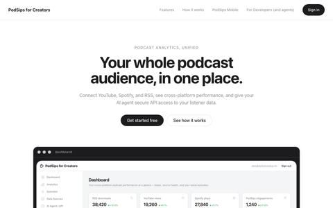 PodSips for Creators — screenshot