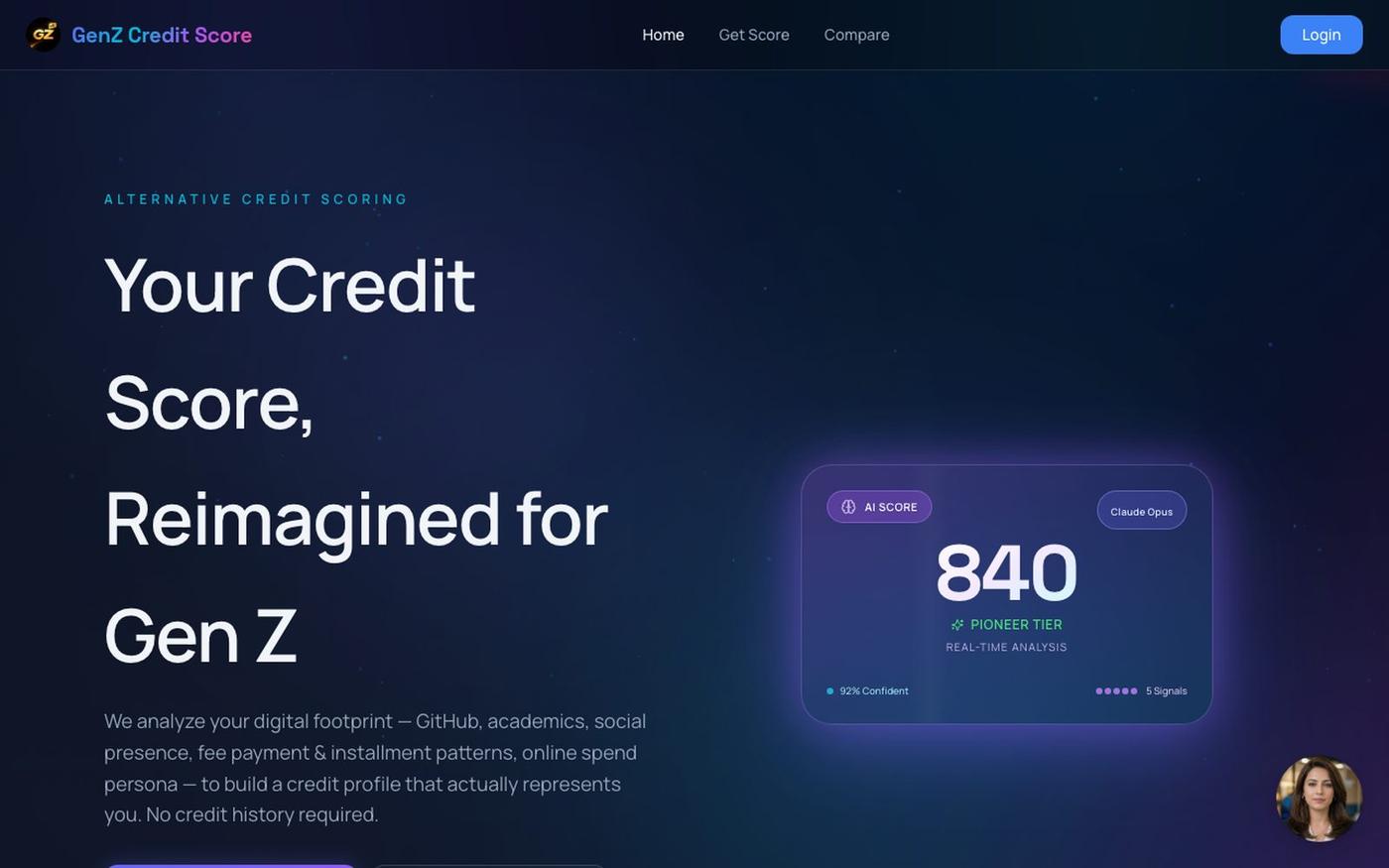 GenZ Credit Score — Alternative Credit Scoring for India's Gen Z — screenshot