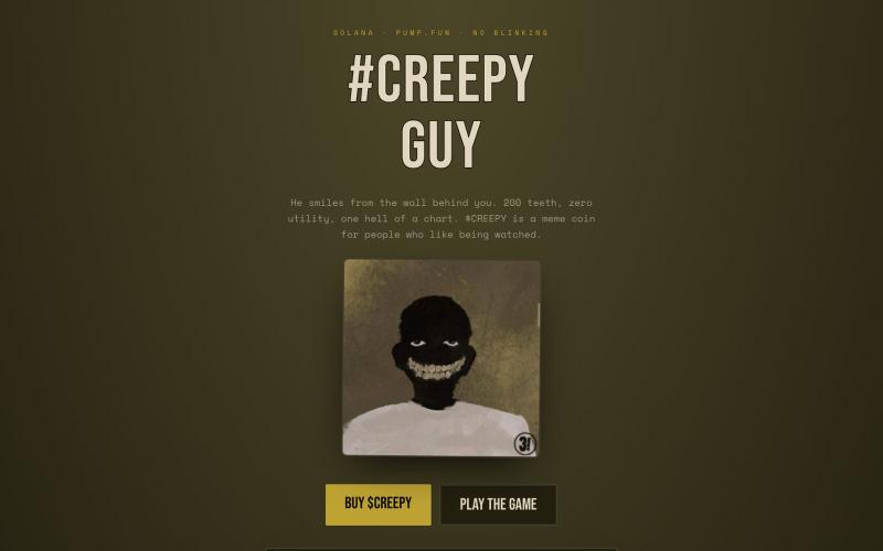 #CREEPYGUY — The Grin That Never Blinks | $CREEPY on Pump.fun — screenshot