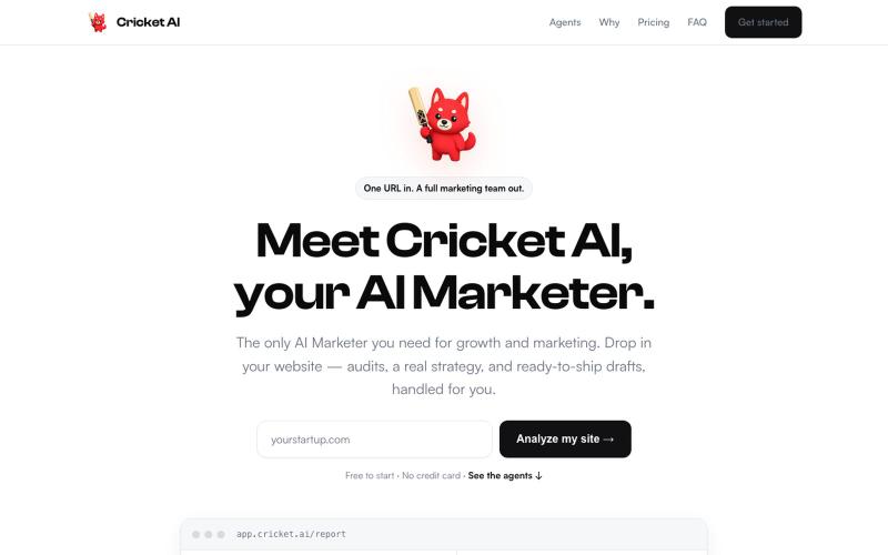 Cricket AI — Your AI Marketer for SEO, AI Search & Content — screenshot