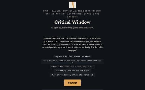 Critical Window: the AI race, playable — screenshot