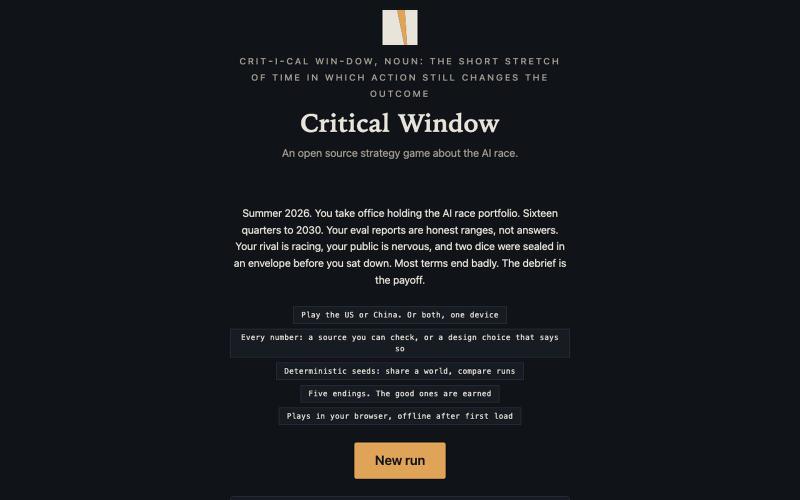 Critical Window: the AI race, playable — screenshot
