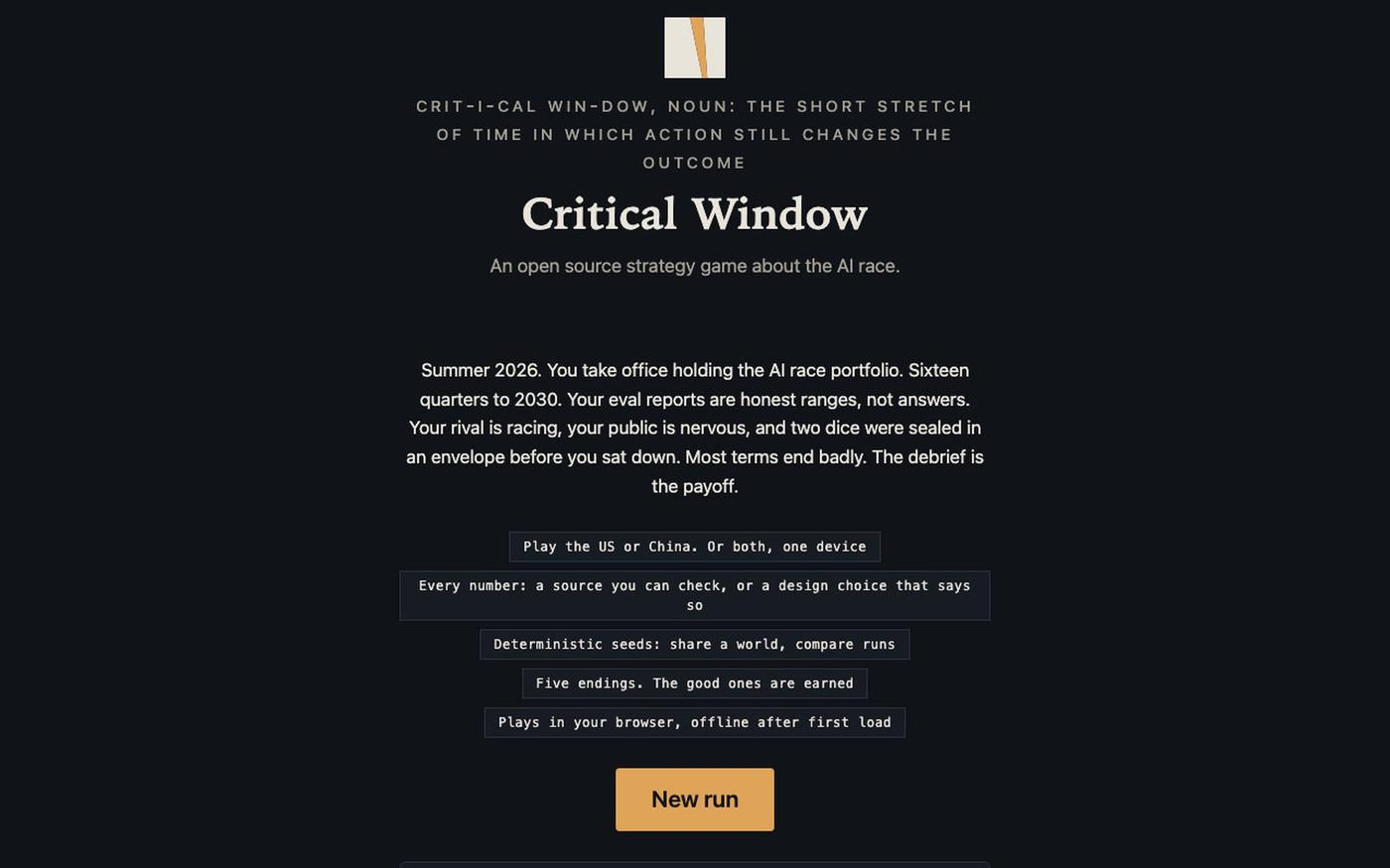 Critical Window: the AI race, playable — screenshot