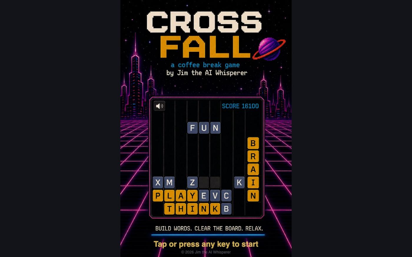 Cross Fall — a coffee break game by Jim the AI Whisperer — screenshot