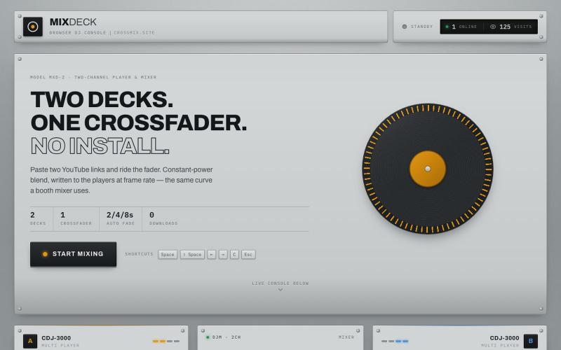 MixDeck — Browser DJ Console — screenshot