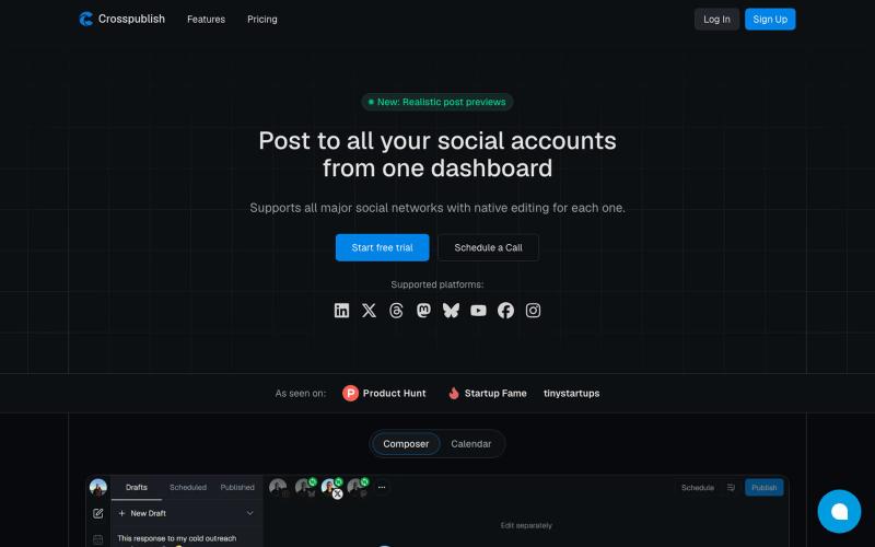 Crosspublish — screenshot