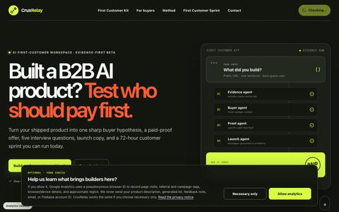 CruxRelay — First Customer Kit for B2B AI builders — screenshot