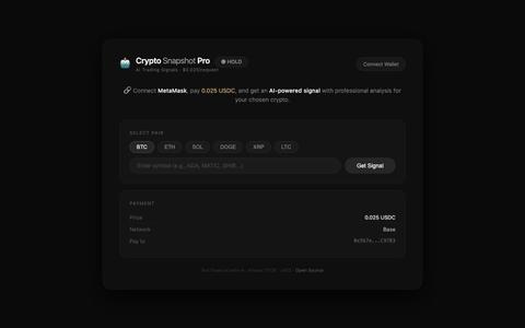 Crypto Snapshot Pro — AI Trading Signals with x402 Payments — screenshot