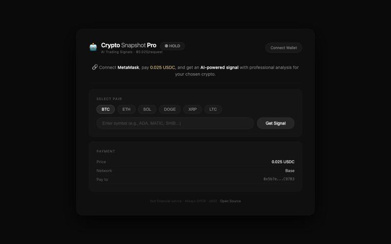 Crypto Snapshot Pro — AI Trading Signals with x402 Payments — screenshot