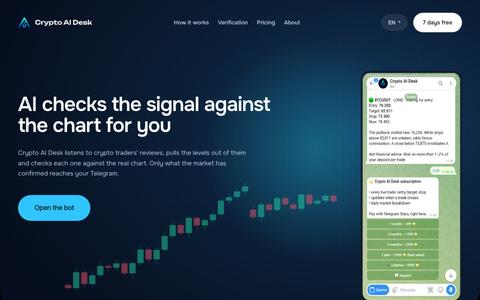Crypto AI Desk — ИИ сверяет сигналы трейдеров с графиком — screenshot