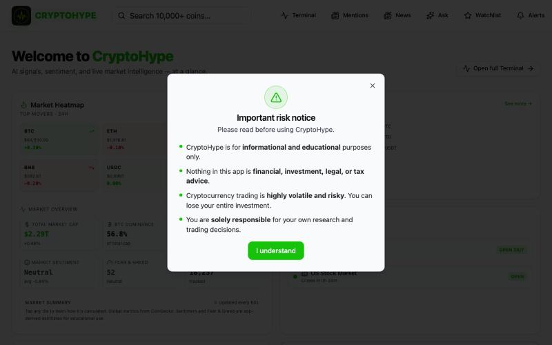 CryptoHype — AI Crypto Overview — screenshot