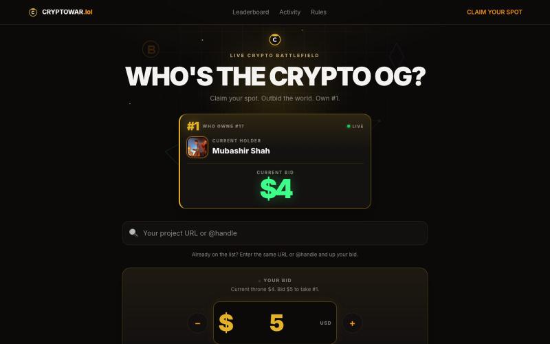 CryptoWar.lol — Who's the Crypto OG? — screenshot