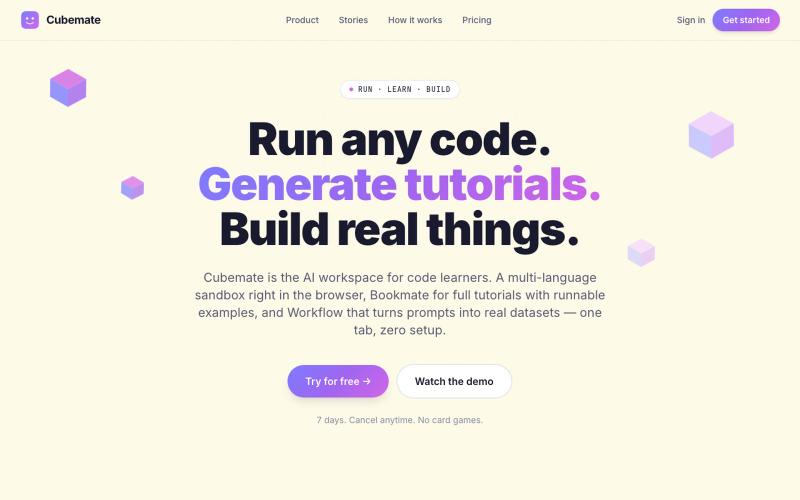 Cubemate - AI Code Learning Assistant — screenshot