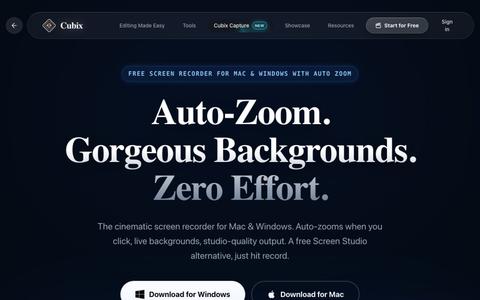 Cubix Capture – Free Screen Recorder with Auto Zoom | Mac &amp; Windows — screenshot