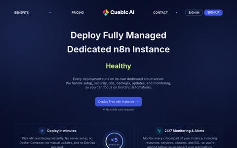 Cuebic AI | Managed n8n Cloud Hosting with 24/7 Monitoring — screenshot