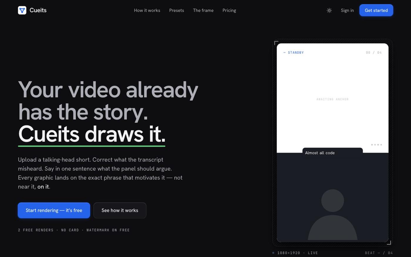 Cueits — sixteen looks, one mechanism — screenshot