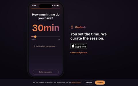Try CueSesh — Build a podcast session that fits your time — screenshot
