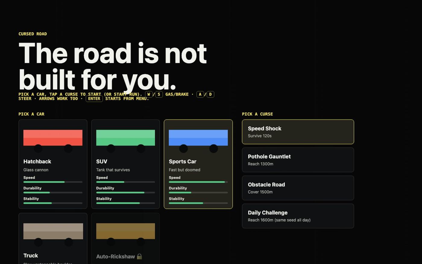 Cursed Road — screenshot