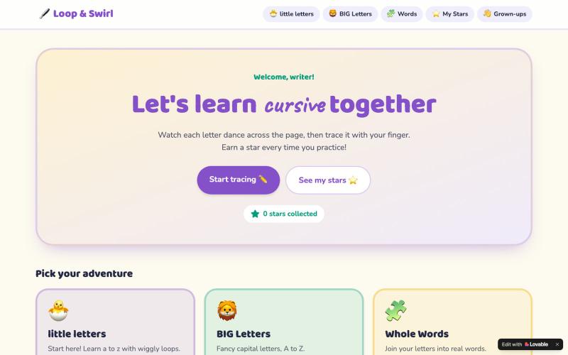 Loop & Swirl — Fun Cursive Handwriting for Kids — screenshot