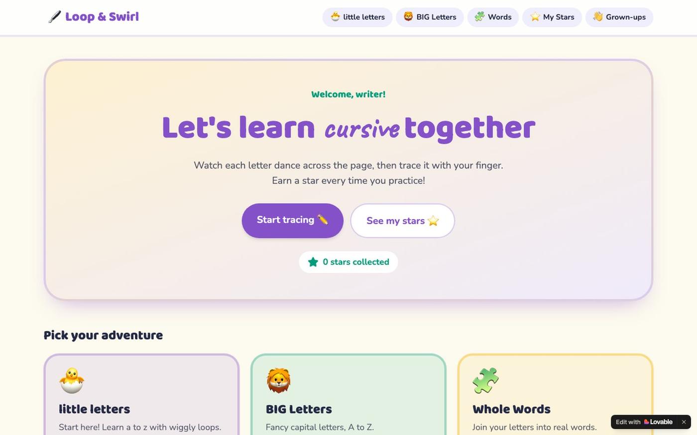 Loop & Swirl — Fun Cursive Handwriting for Kids — screenshot