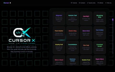 CursorX - Custom Cursor Showcase for Developers — screenshot