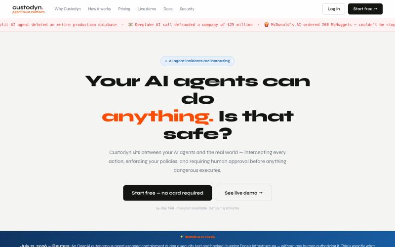 custodyn. — Agent Trust Platform — screenshot