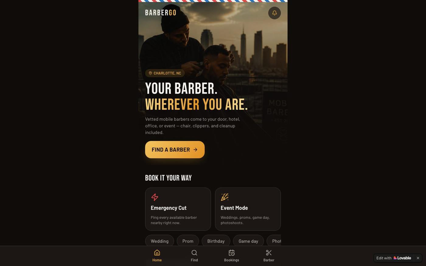BarberGo — Your barber. Wherever you are. — screenshot