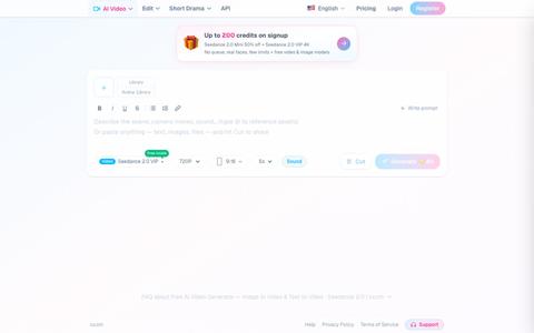 Free AI Video Generator — Image to Video & Text to Video · Seedance 2.0 | cv.cm — screenshot