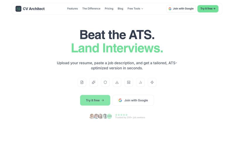 CV Architect — AI Resume Builder | Beat ATS & Land Interviews Faster — screenshot