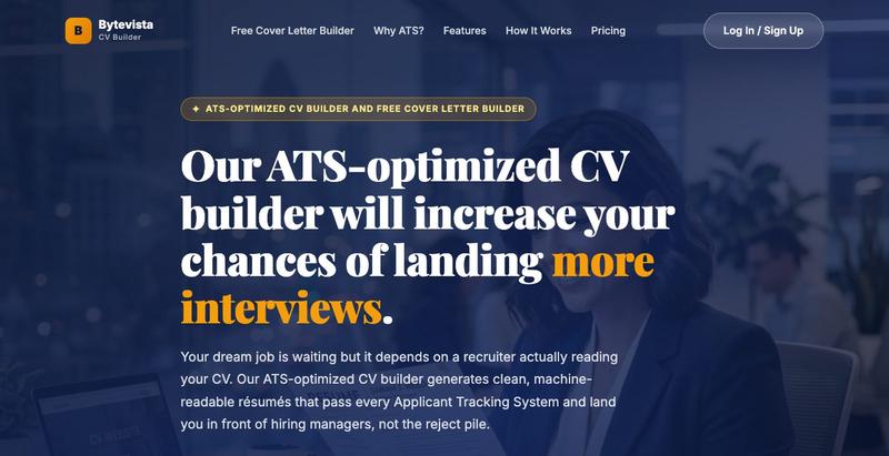 ATS-Optimized CV Builder | Create an ATS-compliant résumé and cover letter Onlin — screenshot