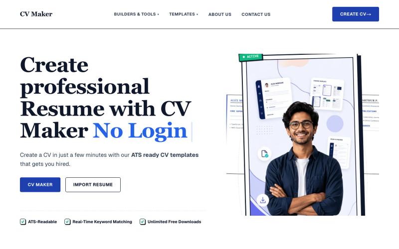 Online CV Maker: Create Professional ATS-Friendly Resume (Download Free) — screenshot