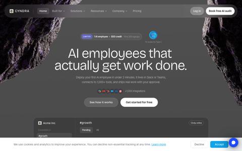 Cyndra: AI Employees for Slack, Teams, WhatsApp & Discord — screenshot