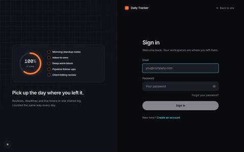 Sign in - Daily Tracker — screenshot