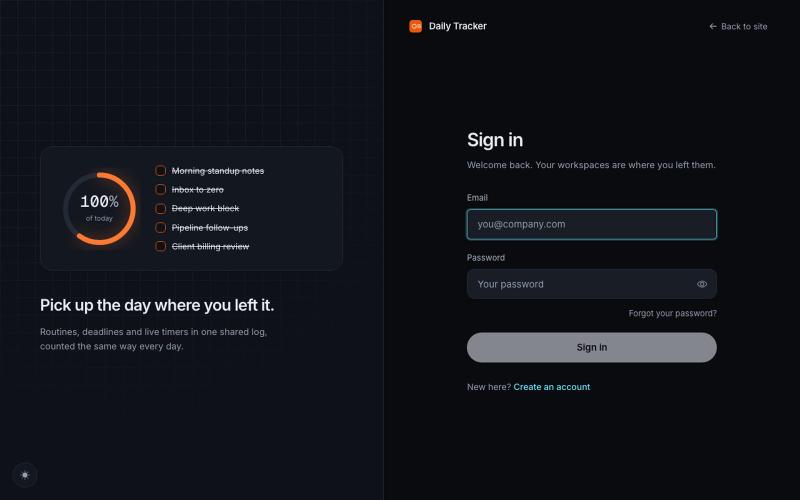 Sign in - Daily Tracker — screenshot