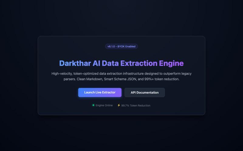 Darkthar AI Data Extraction Engine — screenshot