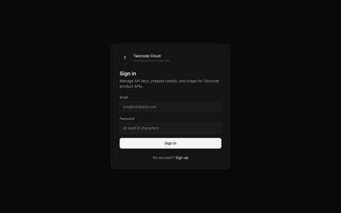 Talocode Dashboard — screenshot