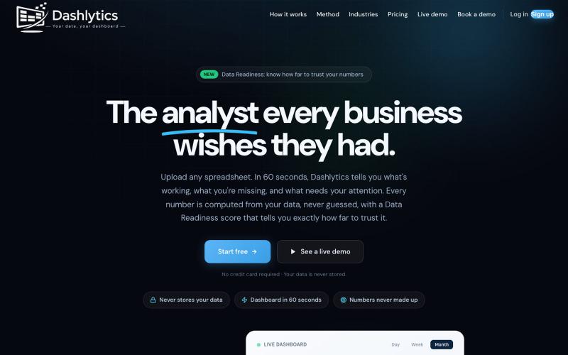 Dashlytics - Excel to Dashboard in Seconds — screenshot