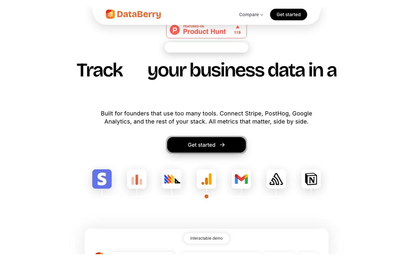 Databerry — All your business data in one place. Built for founders. — screenshot