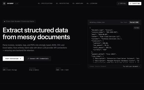 DataDrop — Extract clean data from messy documents — screenshot