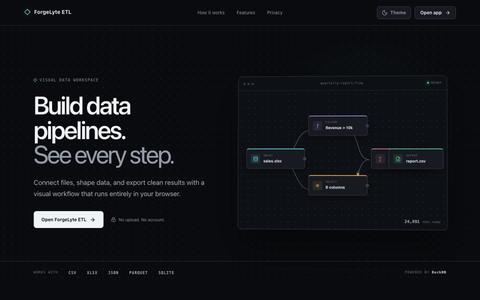 ForgeLyte ETL — Visual data pipelines in your browser — screenshot