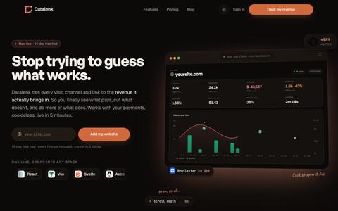Datalenk · Revenue-first web analytics — screenshot