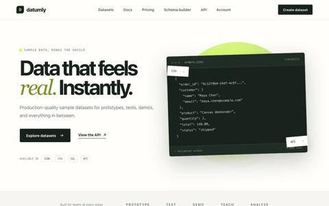 Datumly — Sample data, ready when you are — screenshot